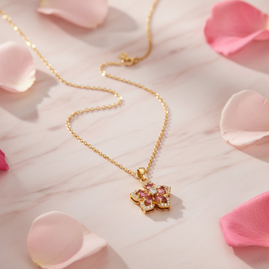 SeenOnHer Rotating Flower Necklace