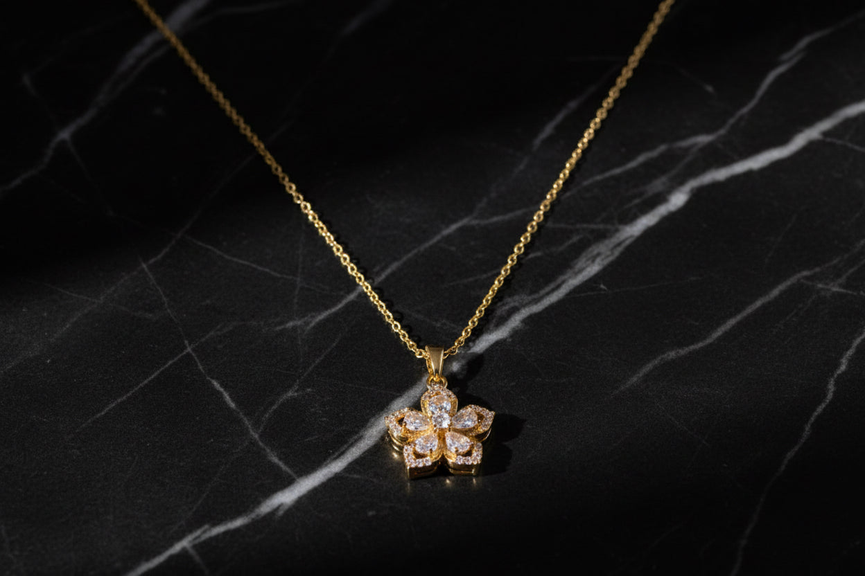 SeenOnHer Rotating Flower Necklace