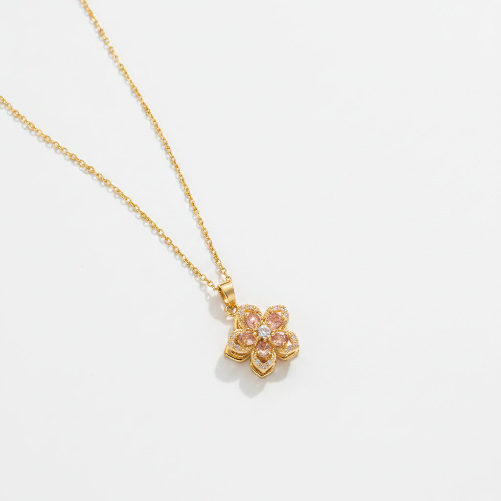 SeenOnHer Rotating Flower Necklace