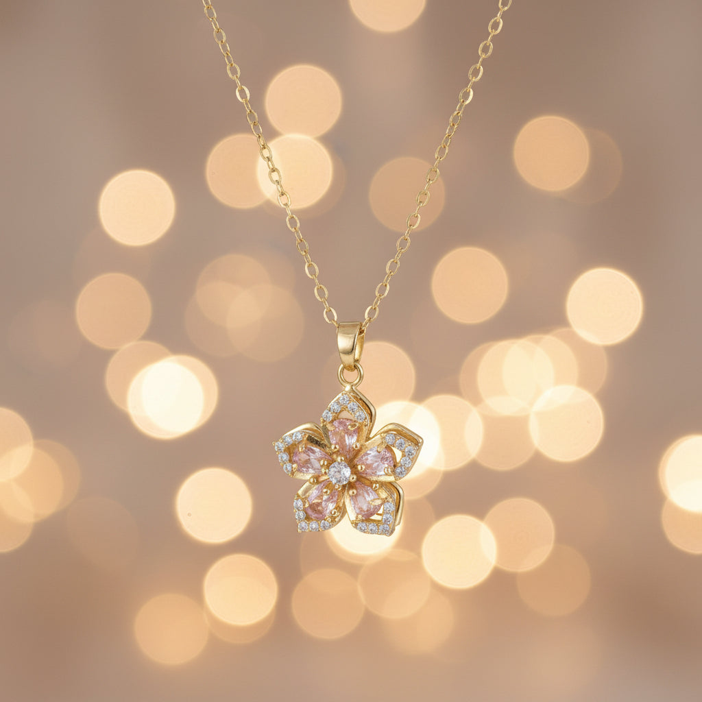 SeenOnHer Rotating Flower Necklace